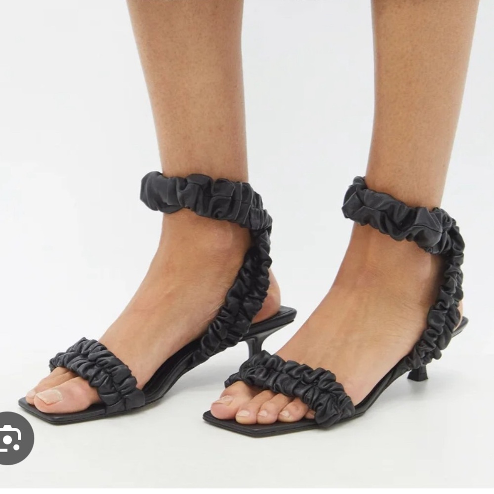 Khaite Lexington Gathered Leather Sandal